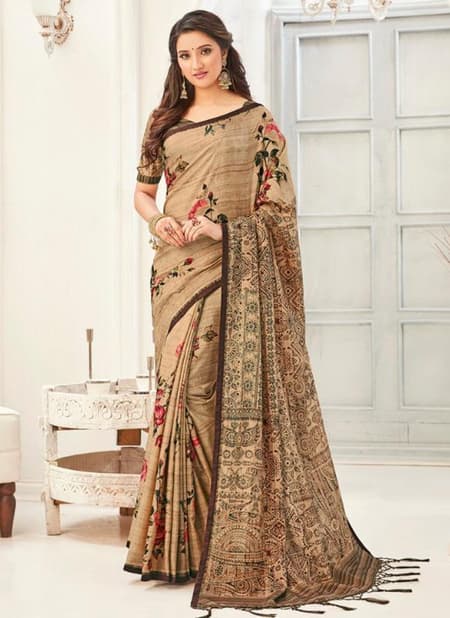 Brown Colour STYLEWELL AAKRUTI VOL 2 Designer Kanjivaran Silk Fancy Printed Ethnic Wear Saree Collection 504